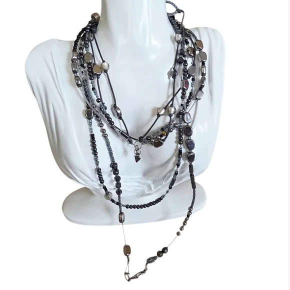 Silpada Sterling Silver Multistrand Hematite Seed Bead Dewdrops Necklace N2097 - Picture 2 of 15